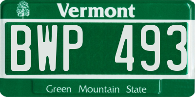 VT license plate BWP493
