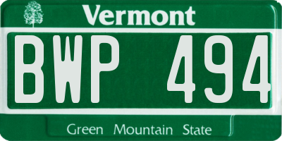 VT license plate BWP494