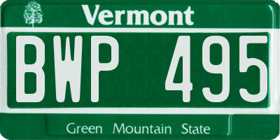 VT license plate BWP495