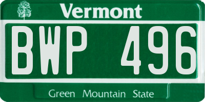 VT license plate BWP496