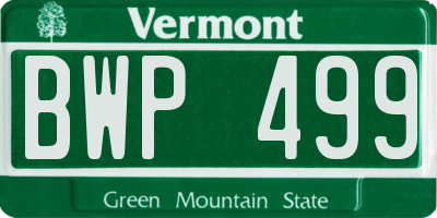 VT license plate BWP499