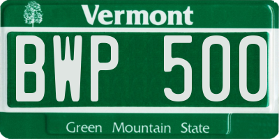 VT license plate BWP500