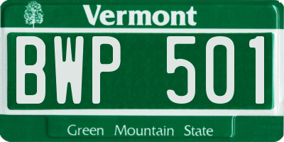 VT license plate BWP501