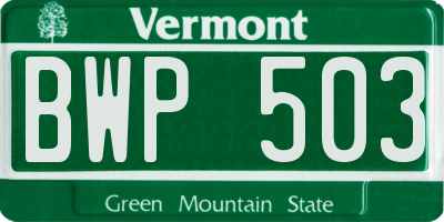 VT license plate BWP503