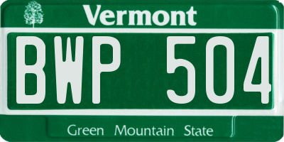 VT license plate BWP504