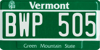 VT license plate BWP505
