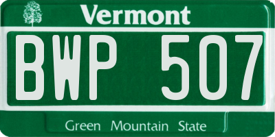 VT license plate BWP507
