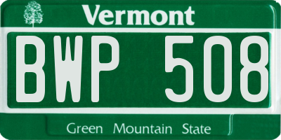 VT license plate BWP508