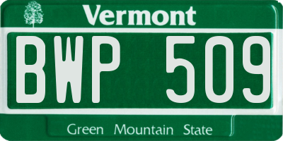 VT license plate BWP509