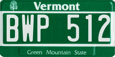 VT license plate BWP512