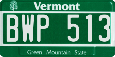 VT license plate BWP513