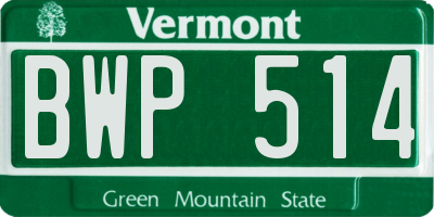 VT license plate BWP514