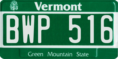 VT license plate BWP516
