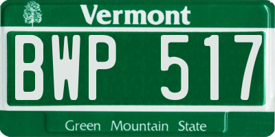VT license plate BWP517