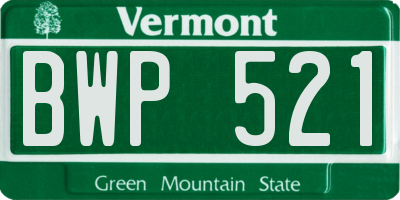 VT license plate BWP521