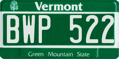 VT license plate BWP522