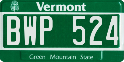 VT license plate BWP524