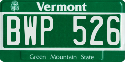 VT license plate BWP526