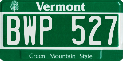 VT license plate BWP527