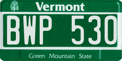 VT license plate BWP530
