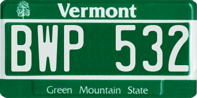 VT license plate BWP532