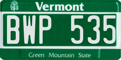 VT license plate BWP535