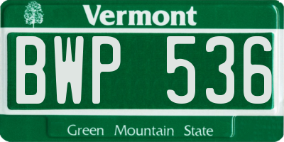 VT license plate BWP536
