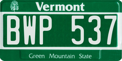 VT license plate BWP537