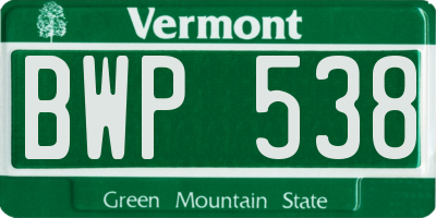 VT license plate BWP538