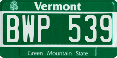 VT license plate BWP539