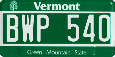 VT license plate BWP540