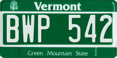 VT license plate BWP542