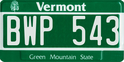 VT license plate BWP543
