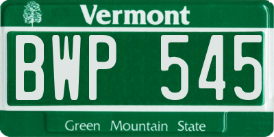 VT license plate BWP545