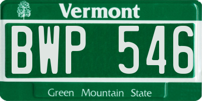 VT license plate BWP546