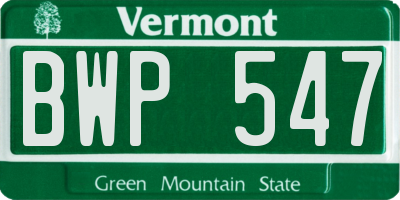 VT license plate BWP547