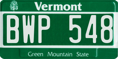 VT license plate BWP548