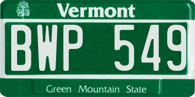 VT license plate BWP549