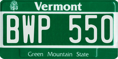 VT license plate BWP550