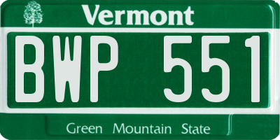 VT license plate BWP551