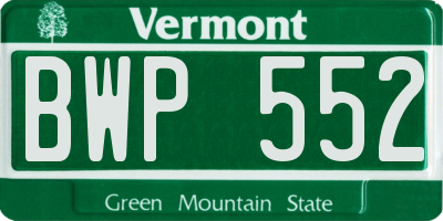 VT license plate BWP552