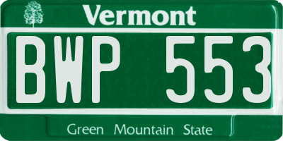 VT license plate BWP553