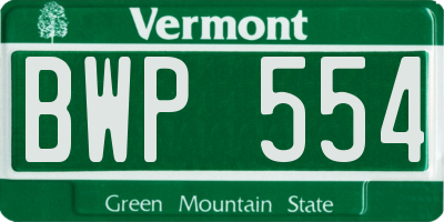 VT license plate BWP554
