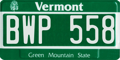 VT license plate BWP558