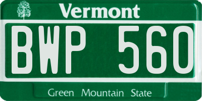 VT license plate BWP560