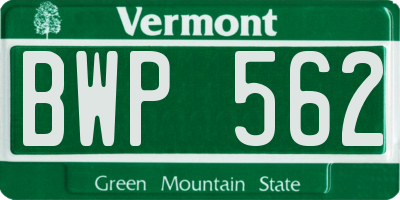 VT license plate BWP562