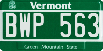 VT license plate BWP563