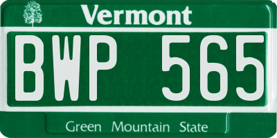 VT license plate BWP565