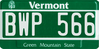 VT license plate BWP566