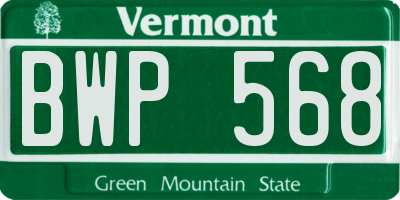 VT license plate BWP568